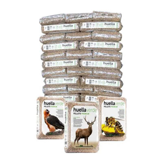 Palé de 77 sacos de pellet de 15 kg Huella Verde A1+