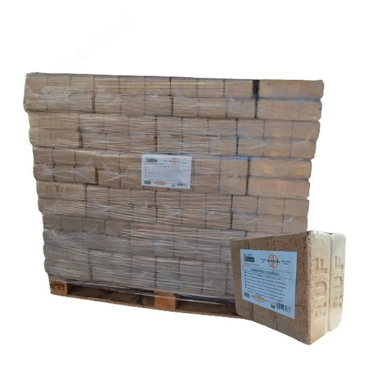 Palé de 90 paquetes de briquetas de madera de pino RUF (≈1.050 kg)