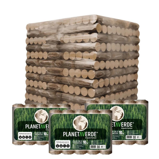 Palé de 104 paquetes de briquetas de madera Planeta Verde