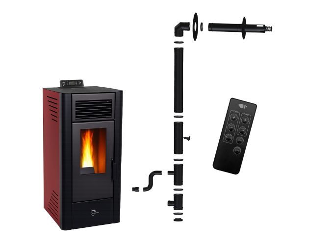 Estufa de pellets anita 11,6 kw burdeos sannover + kit de instalación compl