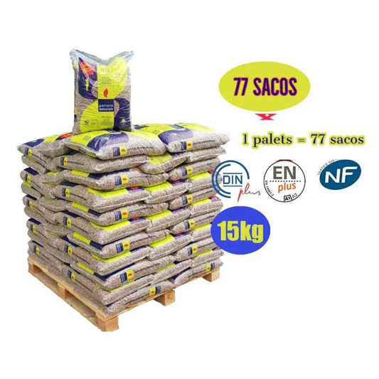 Palé de 77 sacos de pellet de 15 kg Pellets Asturias